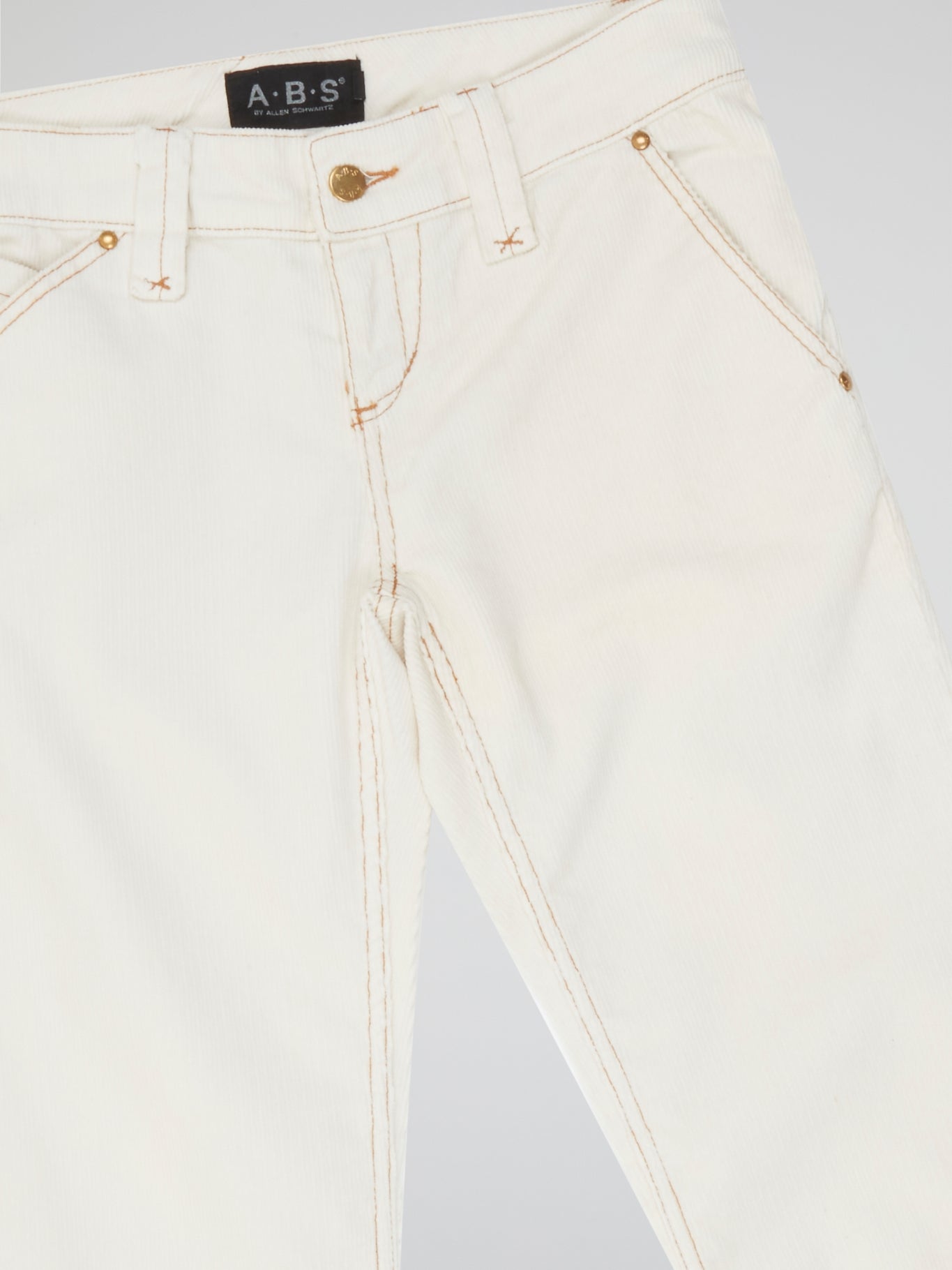 White Exposed-Stitching Flared Pants