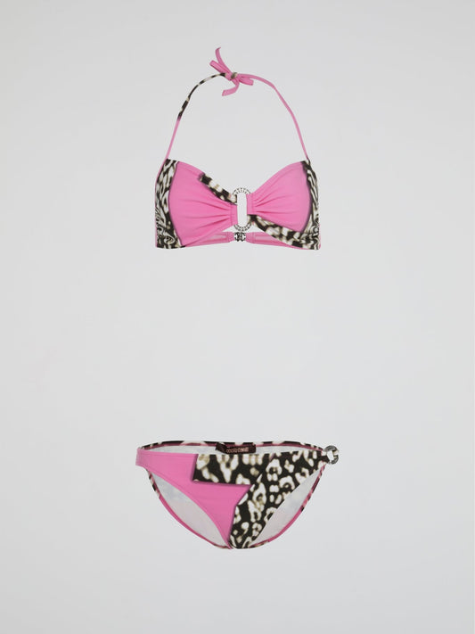 Pink Leopard Print Bikini Set