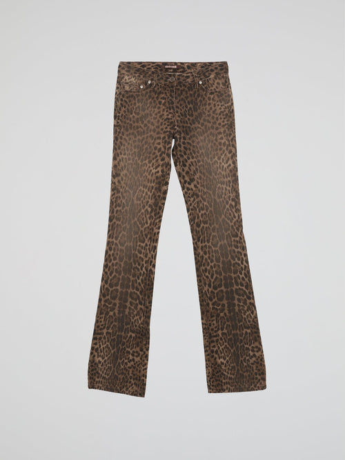 Leopard Print Bootcut Trousers