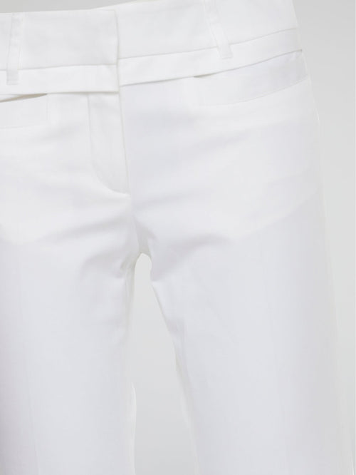 White Straight Cut Pants