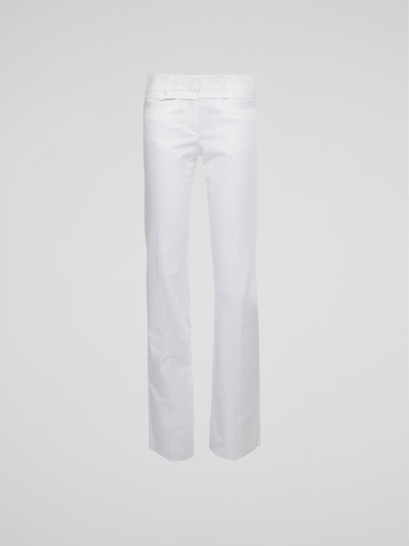 White Straight Cut Pants