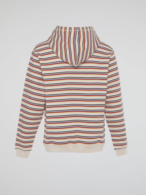 Cream Multi Stripe Hooded Sweatshirt