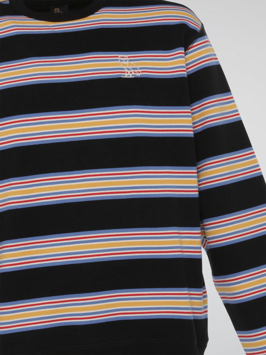 Black Multi Stripe Long Sleeve Shirt