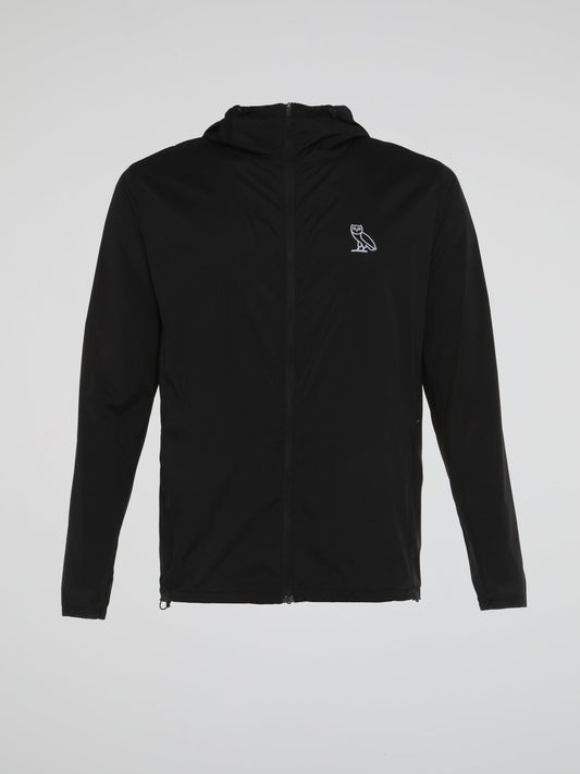 Black Classic Logo Hooded Running Jacket