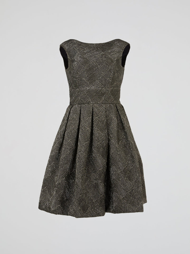 Silver Herringbone Jacquard Dress
