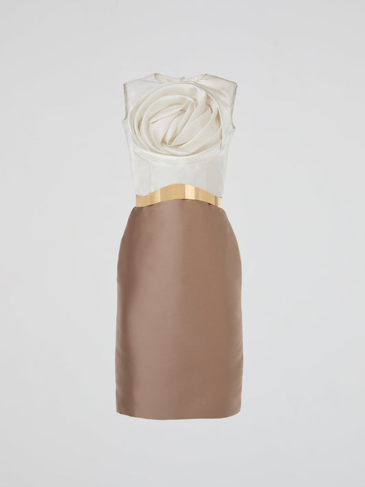 Taupe Satin Sheath Dress