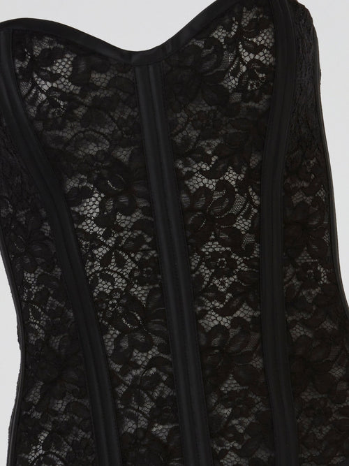 Black Midnight Lace-Up Bustier Corset