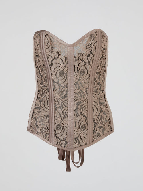 Pink Dusty Rose Lace-Up Bustier Corset