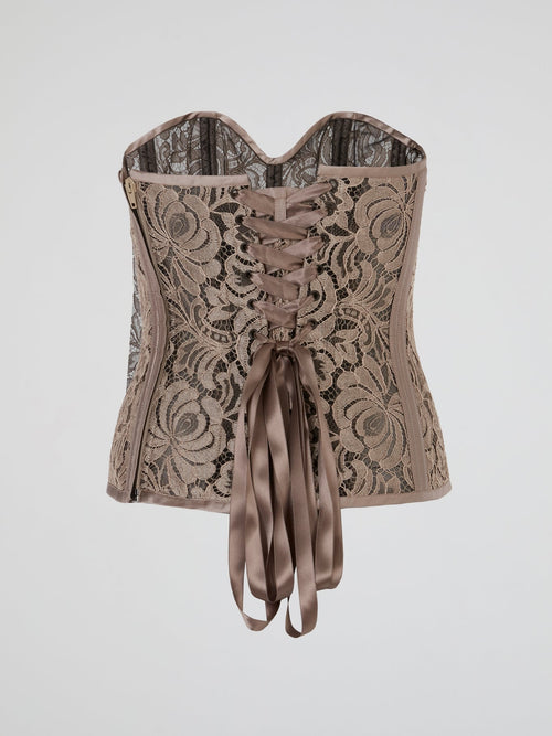 Pink Dusty Rose Lace-Up Bustier Corset