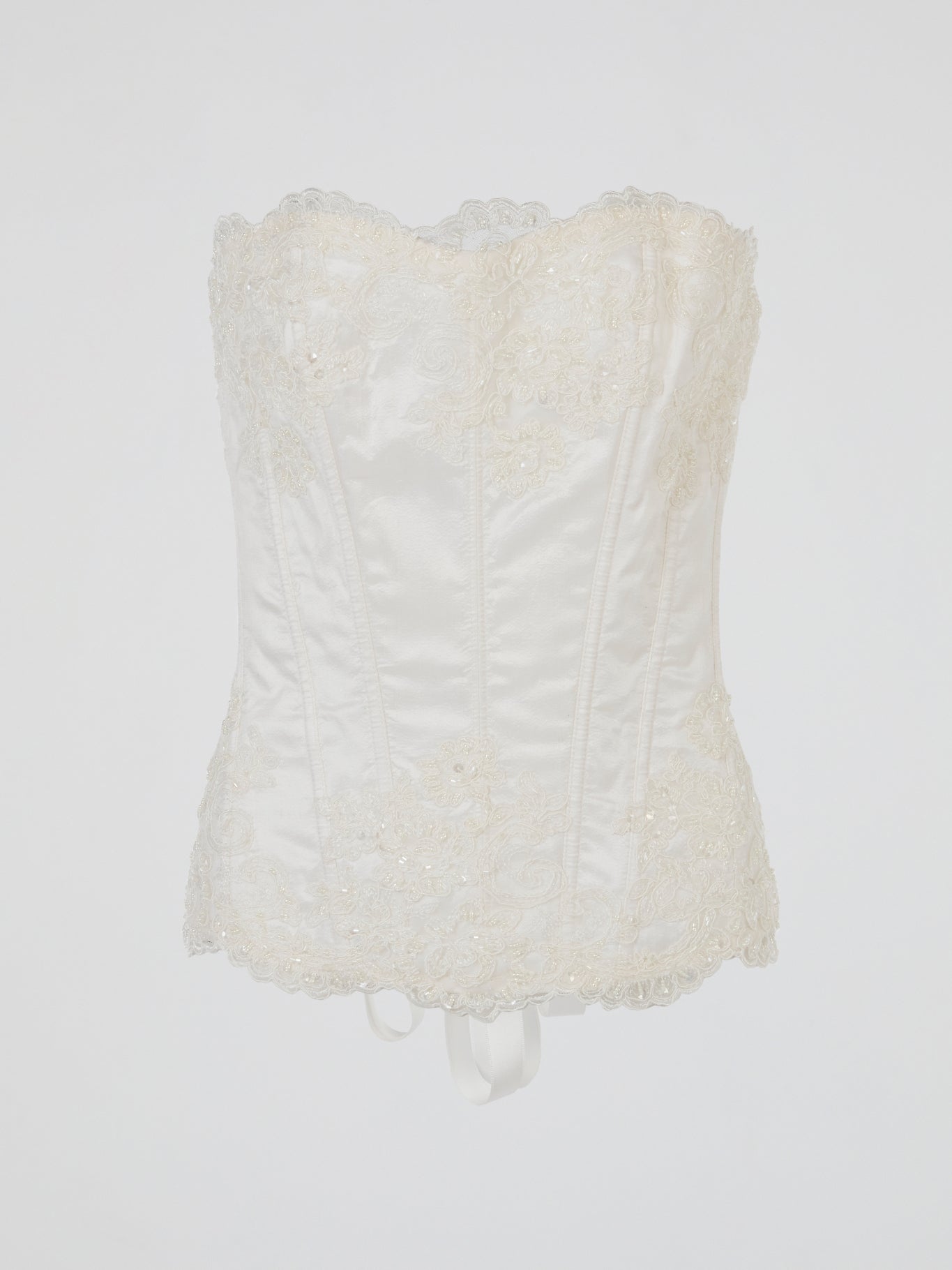White Pearl Embroidered Corset Top