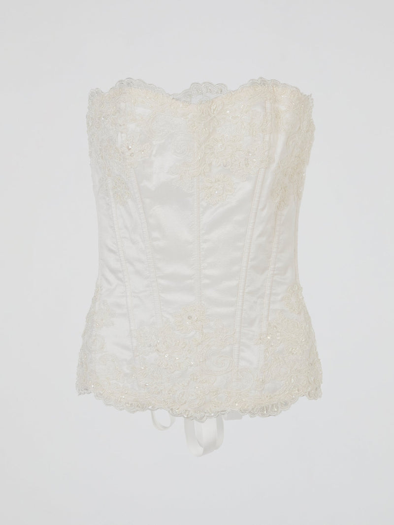 White Pearl Embroidered Corset Top
