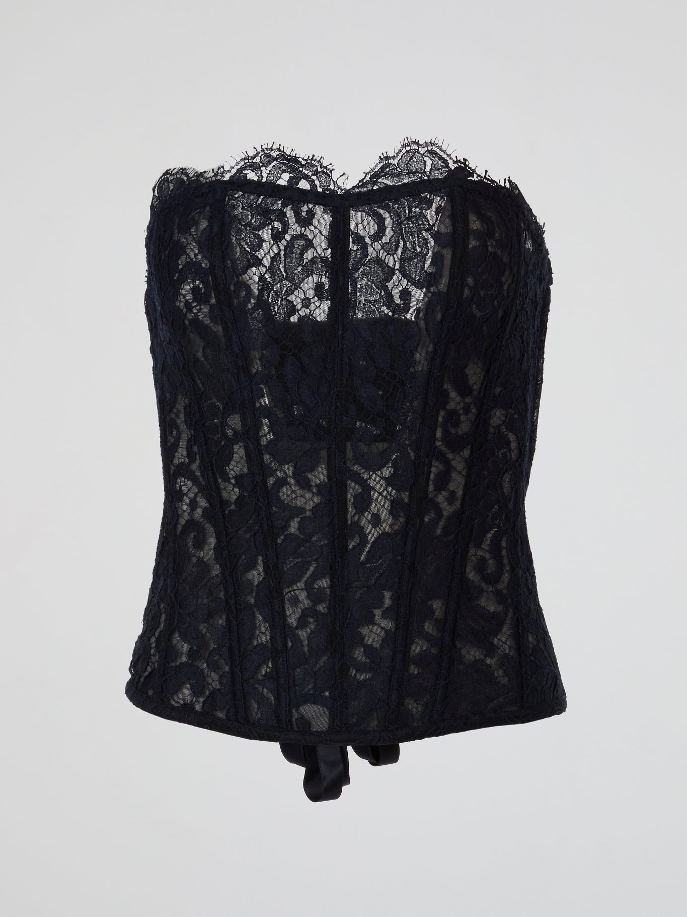 Navy Lace Sheer Corset Top
