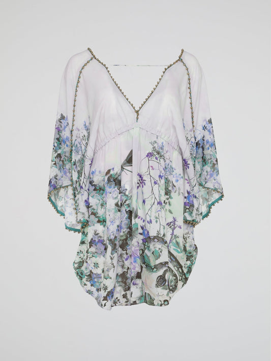 Printed Embellished Mini Kaftan