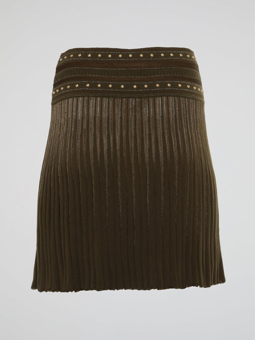 Olive Accordion Mini Skirt