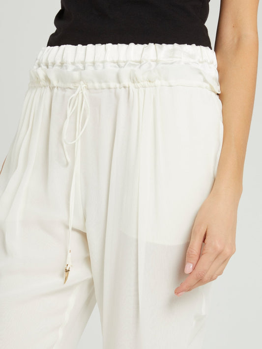 White Cropped Chiffon Pants