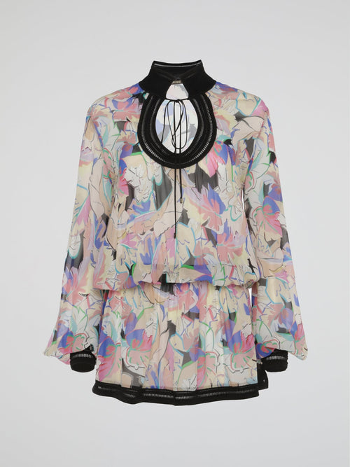 Keyhole Printed Blouse