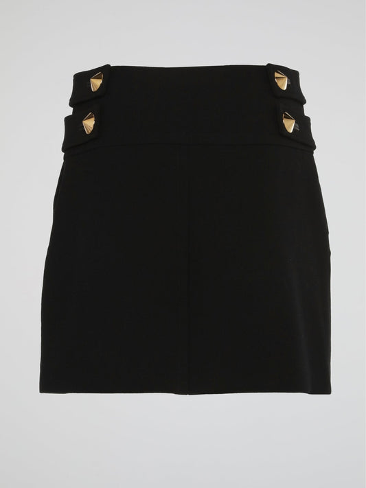 Black Sailor Button Mini Skirt