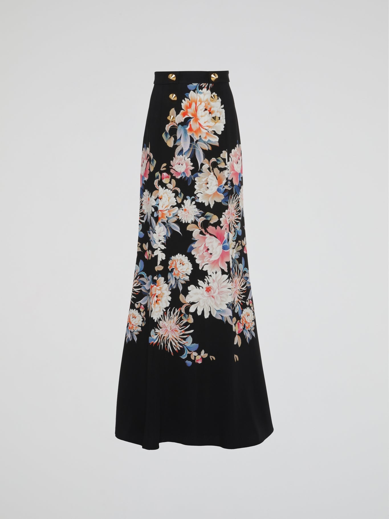 Black Floral Print Maxi Skirt