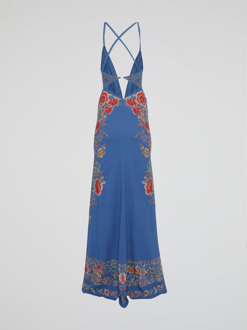 Blue Printed Maxi Dress