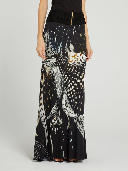 Black Butterfly Effect Maxi Skirt