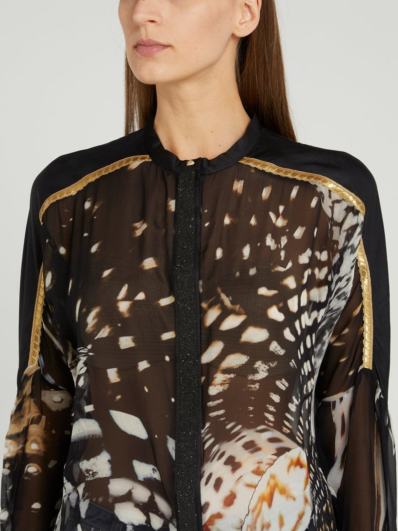 Black Butterfly Effect Mesh Shirt