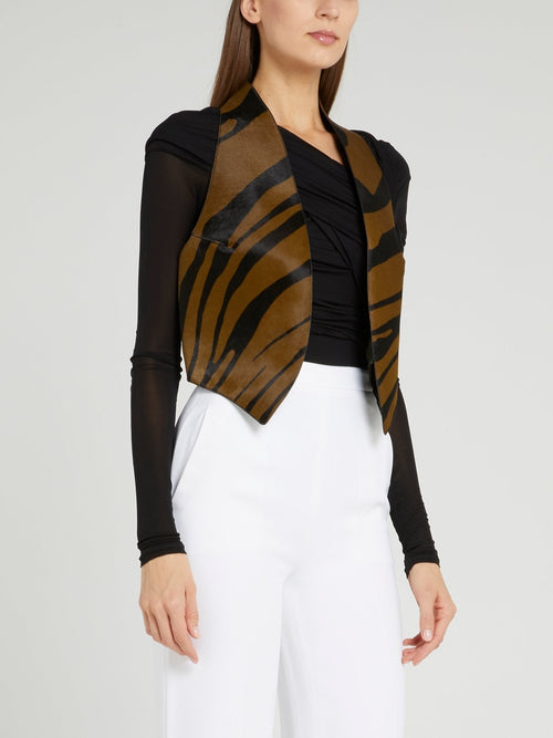 Animal Print Leather Gilet