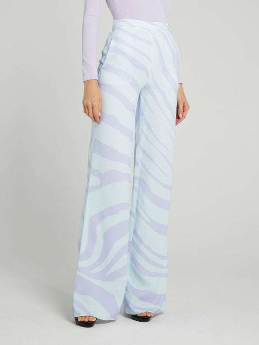 Blue Animal Print Palazzo Pants