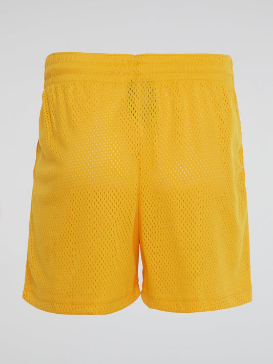 Yellow Perforated Letter Shorts