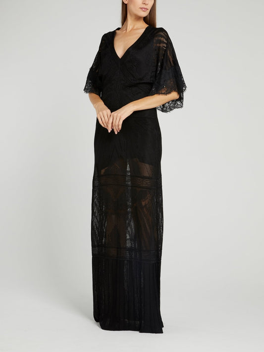 Black Tunnel Lace Maxi Dress