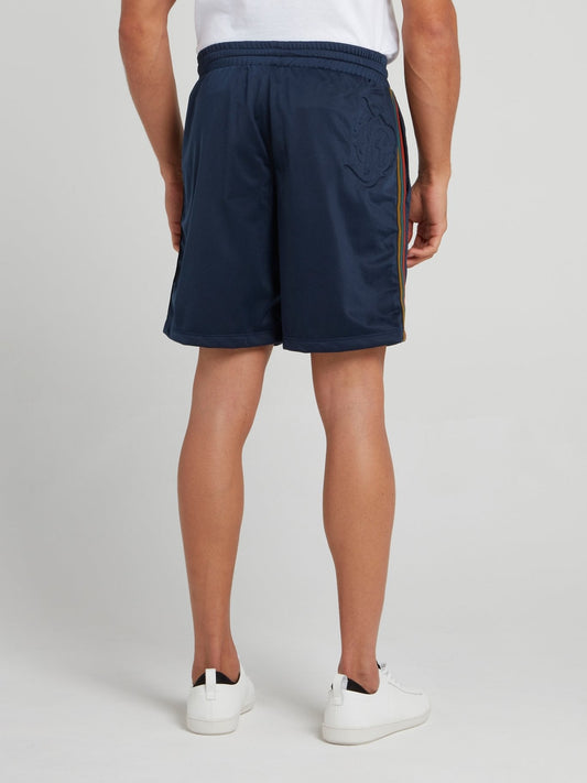 Navy Side Stripe Active Shorts