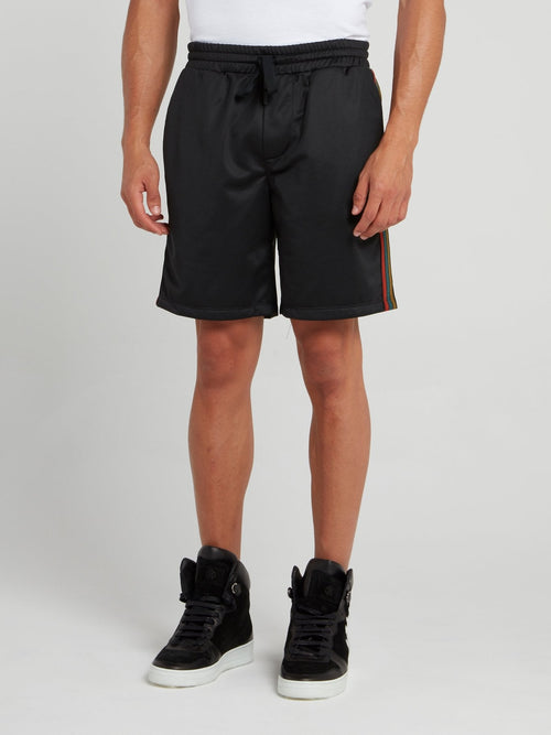 Black Side Stripe Active Shorts