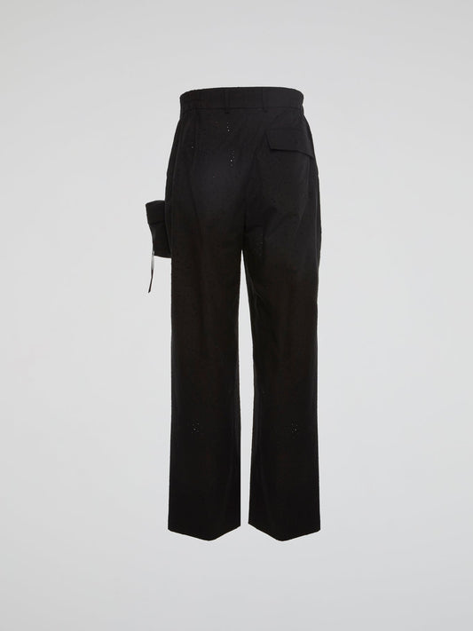 Black Single Pocket Perforated Pants