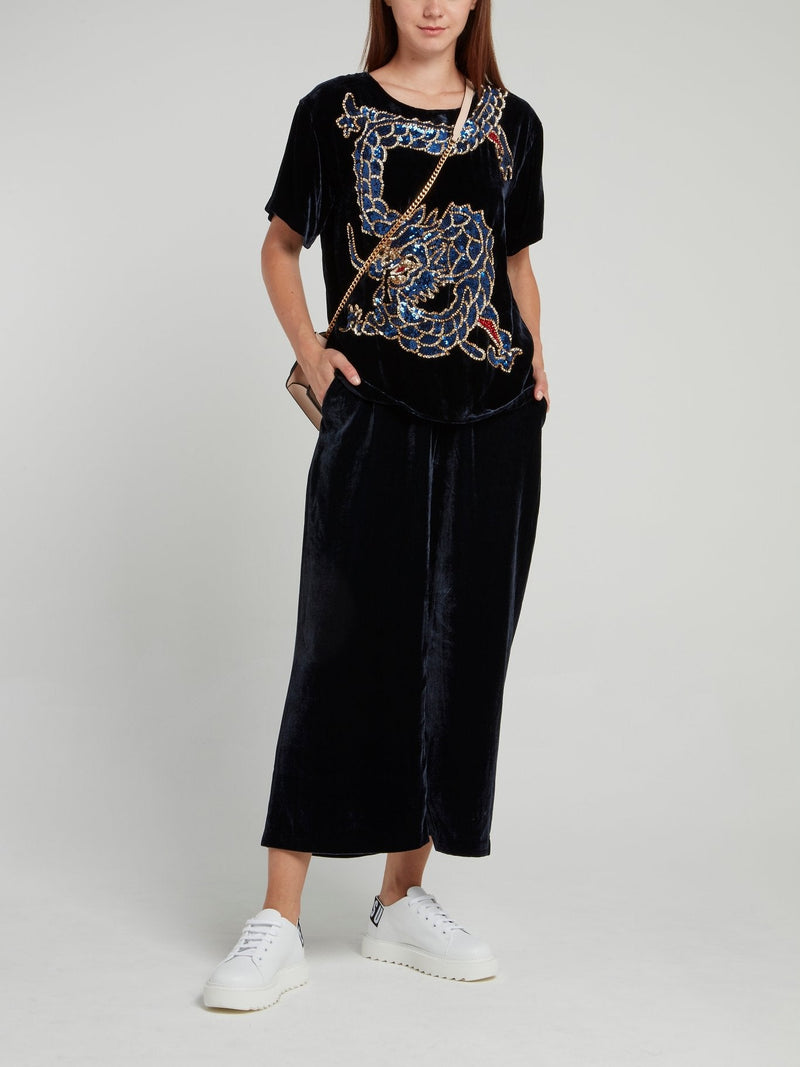 Navy Velvet Culottes