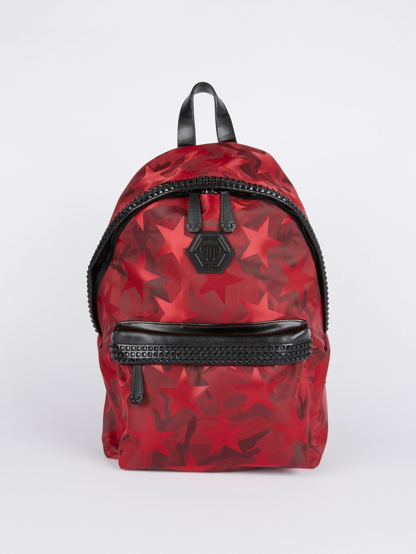 Red Star Print Embellished Backpack