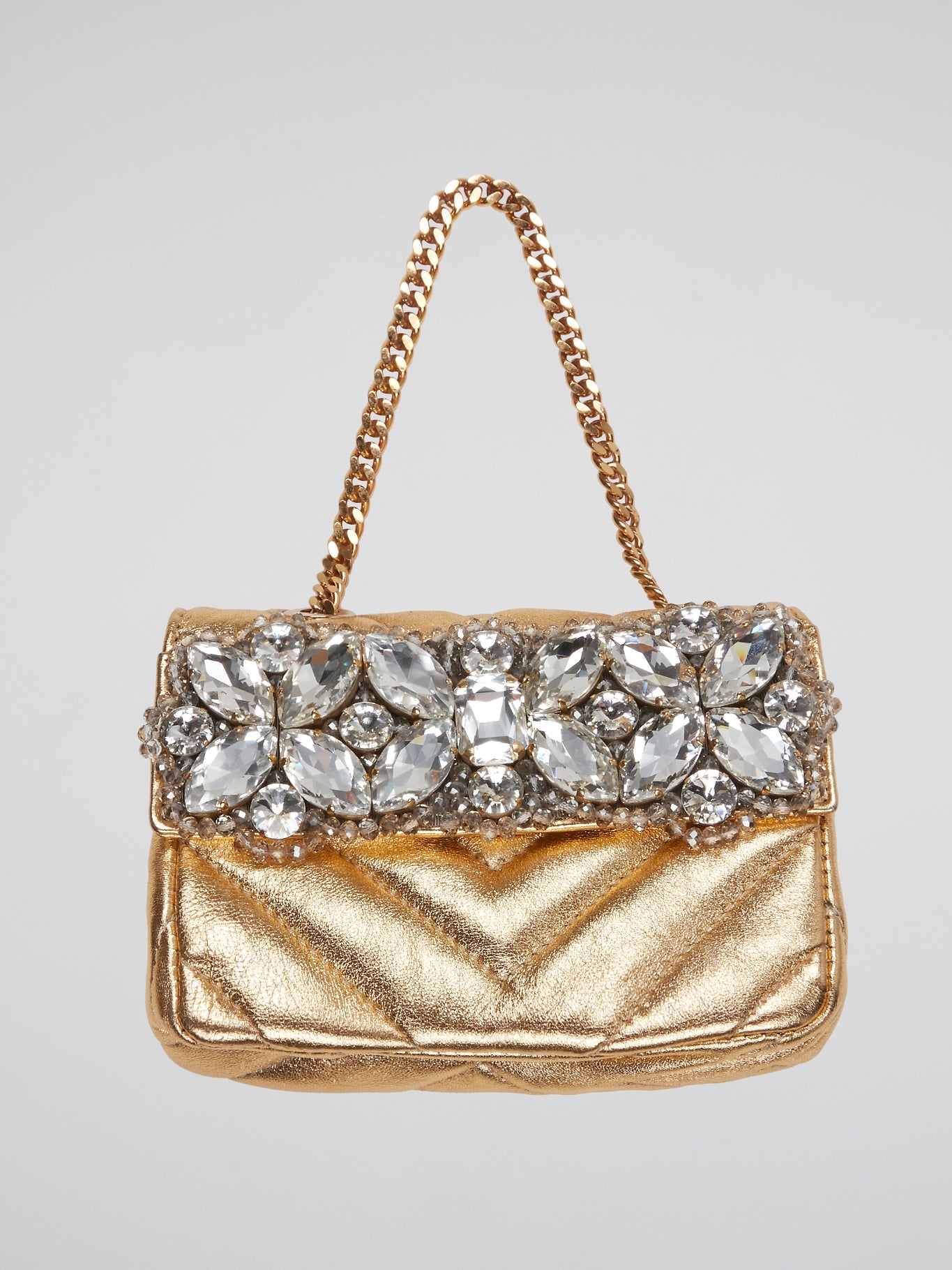 Gold Crystal Embellished Clutch