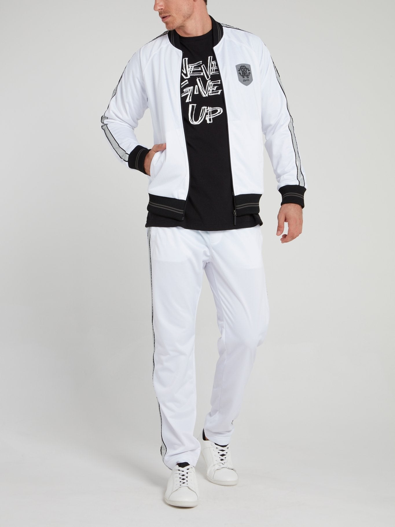 White Zip Up Logo Sweatshirt