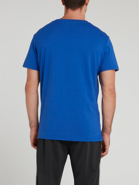 Blue Round Neck Logo T-Shirt