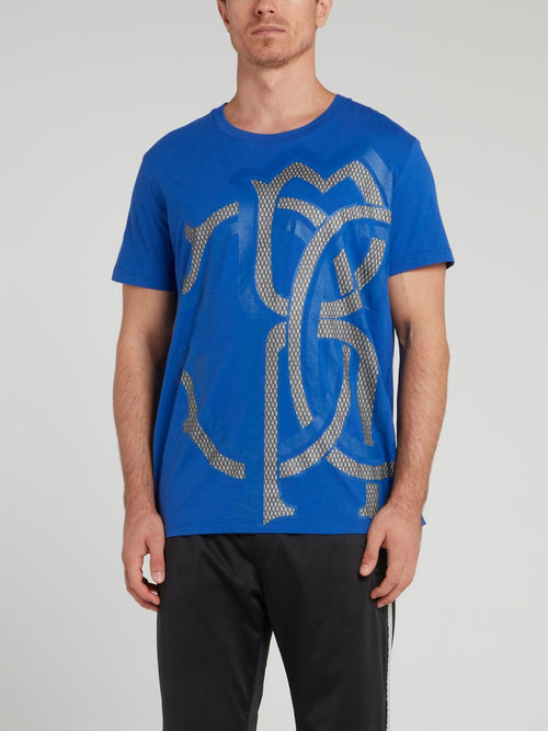 Blue Round Neck Logo T-Shirt