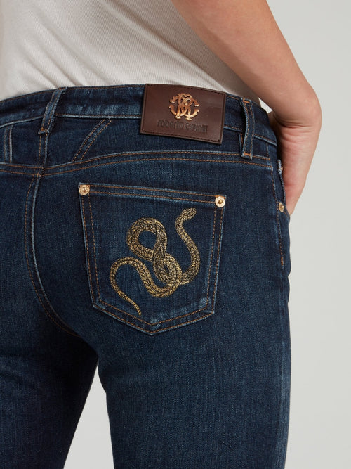 Navy Flared Denim Jeans