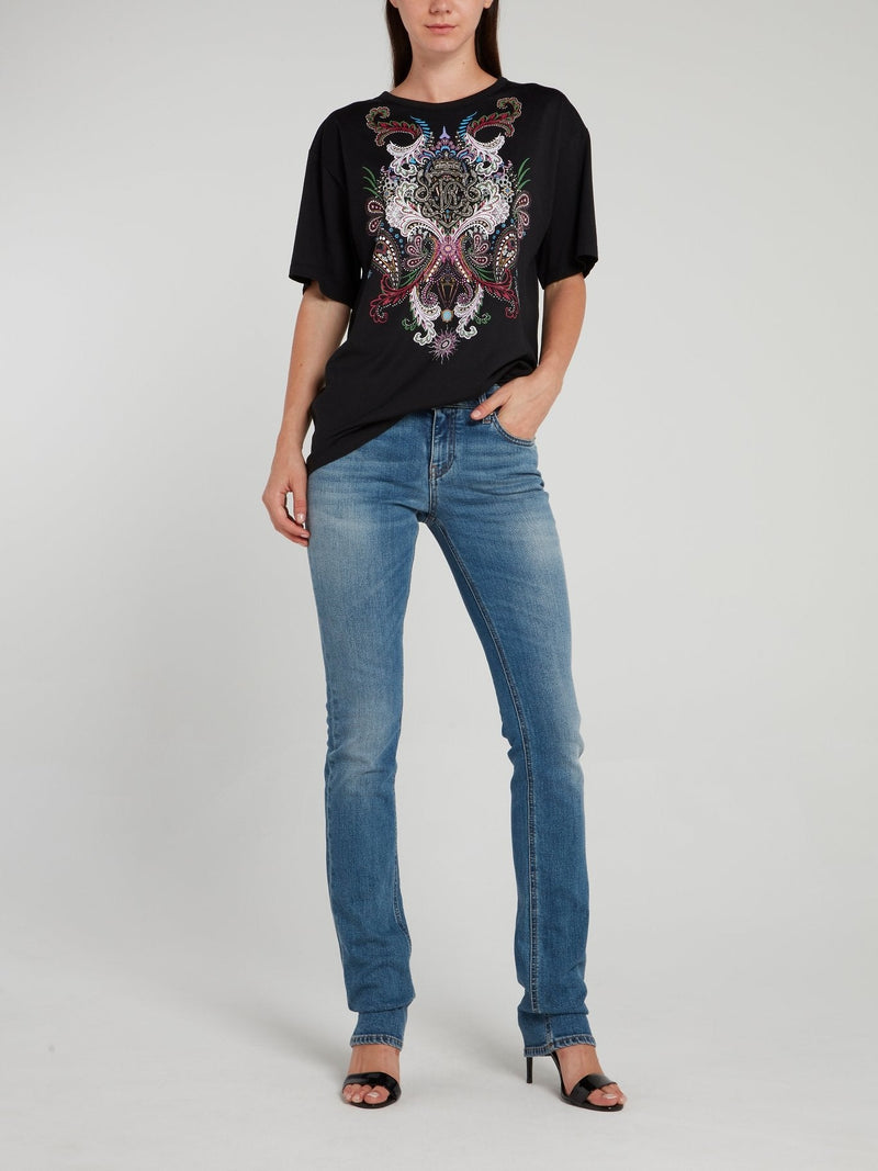 Black Baroque Print T-Shirt