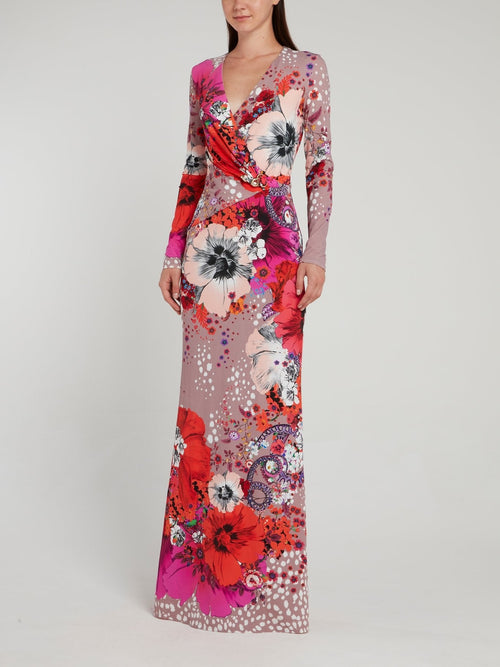 Corsage Surplice Maxi Dress