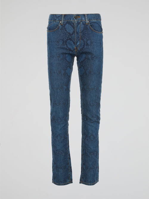 Indulge in your wild side with these fierce Snake Print Slim Fit Jeans by Roberto Cavalli. The eye-catching print and flattering fit make these jeans a must-have for any fashion-forward individual looking to make a statement. Embrace your inner fashionista and stand out from the crowd in these edgy and versatile jeans.