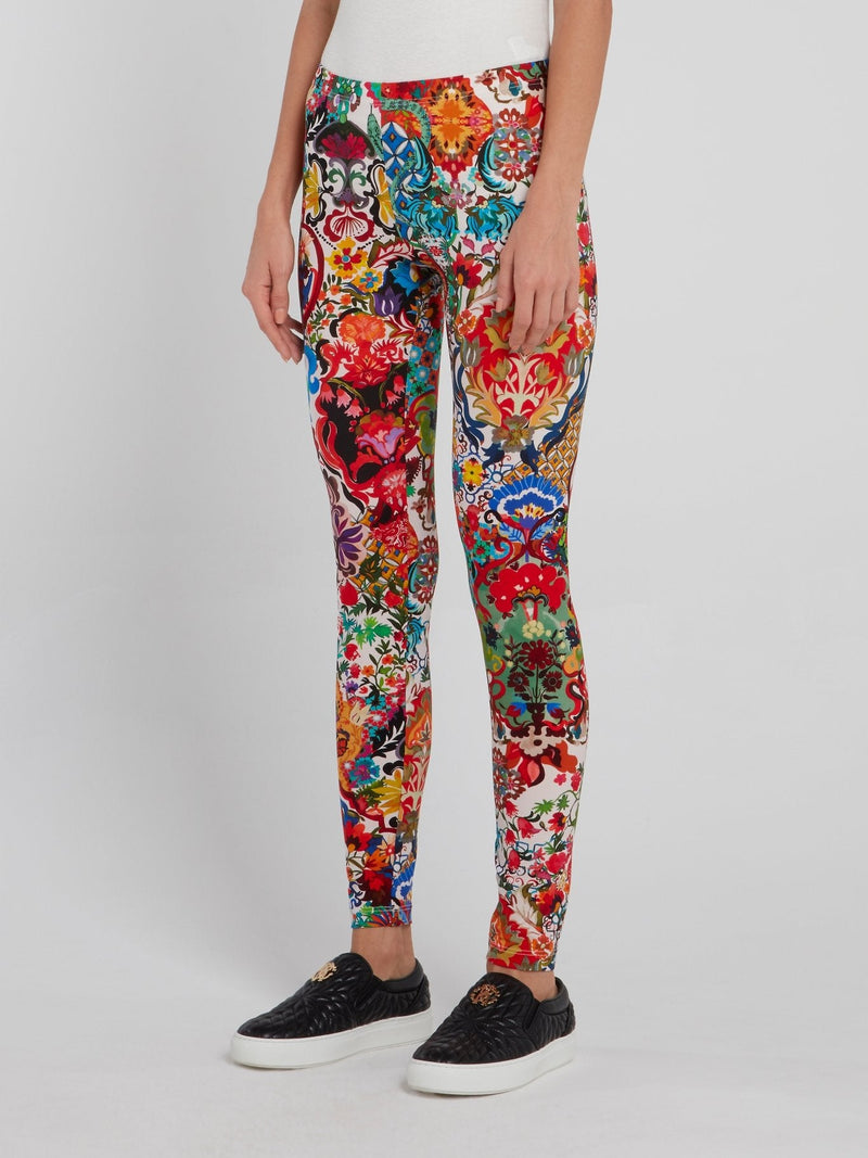 Oriental Floral Print Leggings