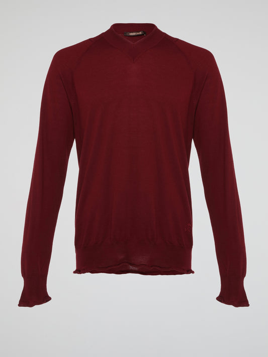 Wrap yourself in luxurious comfort with the Burgundy Knitted Sweatshirt by Roberto Cavalli. Crafted from ultra-soft materials, this enchanting garment envelops you in warmth while showcasing Cavalli's signature elegance. The stunning burgundy hue and intricate knitted pattern make this sweatshirt a standout piece, perfect for adding a dash of sophistication to your everyday wardrobe.