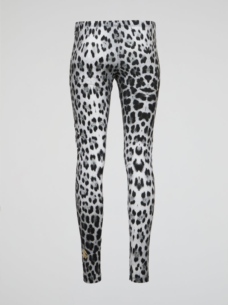 Unleash your wild side with these fierce Roberto Cavalli leopard print leggings that will add a touch of luxury to your everyday wardrobe. Made with high-quality materials and expert craftsmanship, these statement leggings are a must-have for trendsetters and fashion enthusiasts alike. Whether you're running errands or hitting the gym, stand out from the crowd and show off your unique style with these eye-catching leggings.