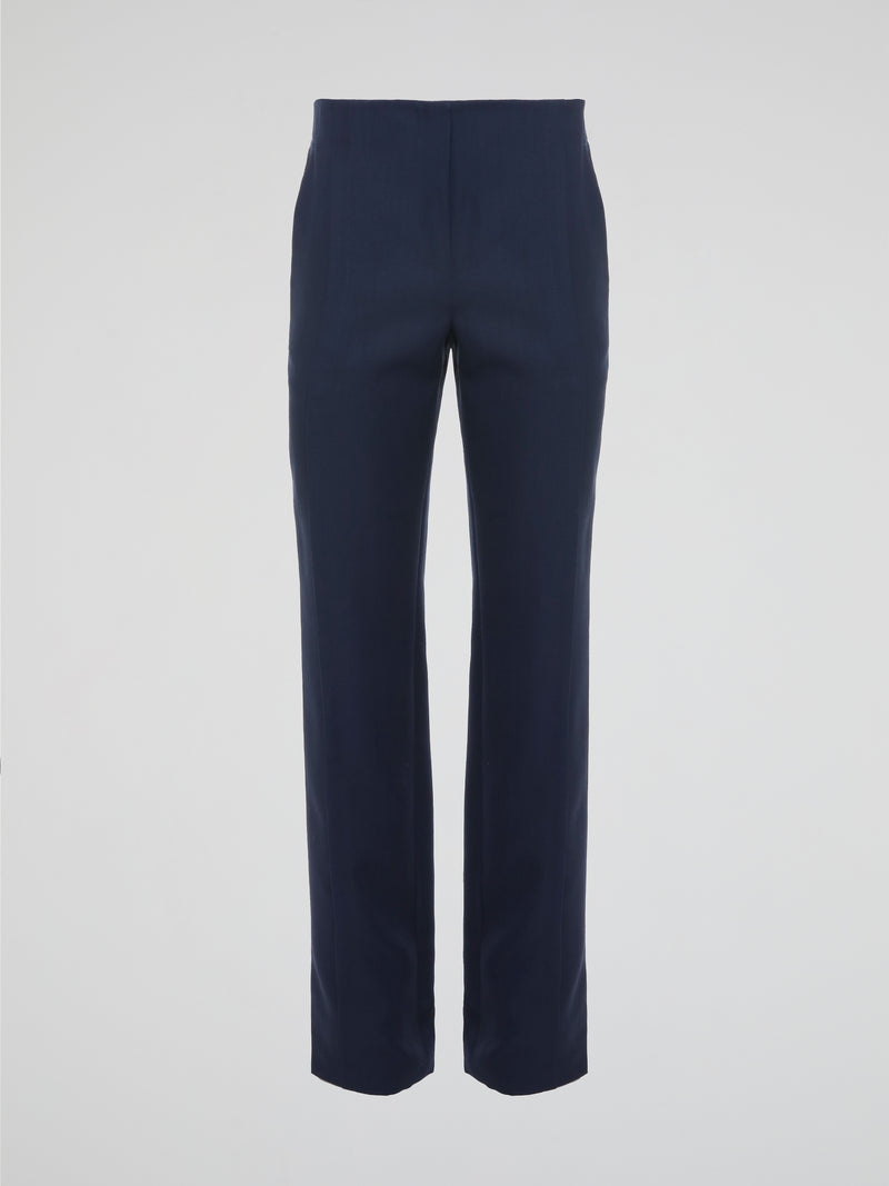 Step up your style game with the Navy High Waist Trousers from Akris Punto! These uber-chic trousers boast a flattering high waist design, perfectly enhancing your silhouette and giving you that extra boost of confidence. Whether you're strutting into the office or heading out for a night on the town, these trousers effortlessly combine elegance with comfort for a look that's both sophisticated and trendy.