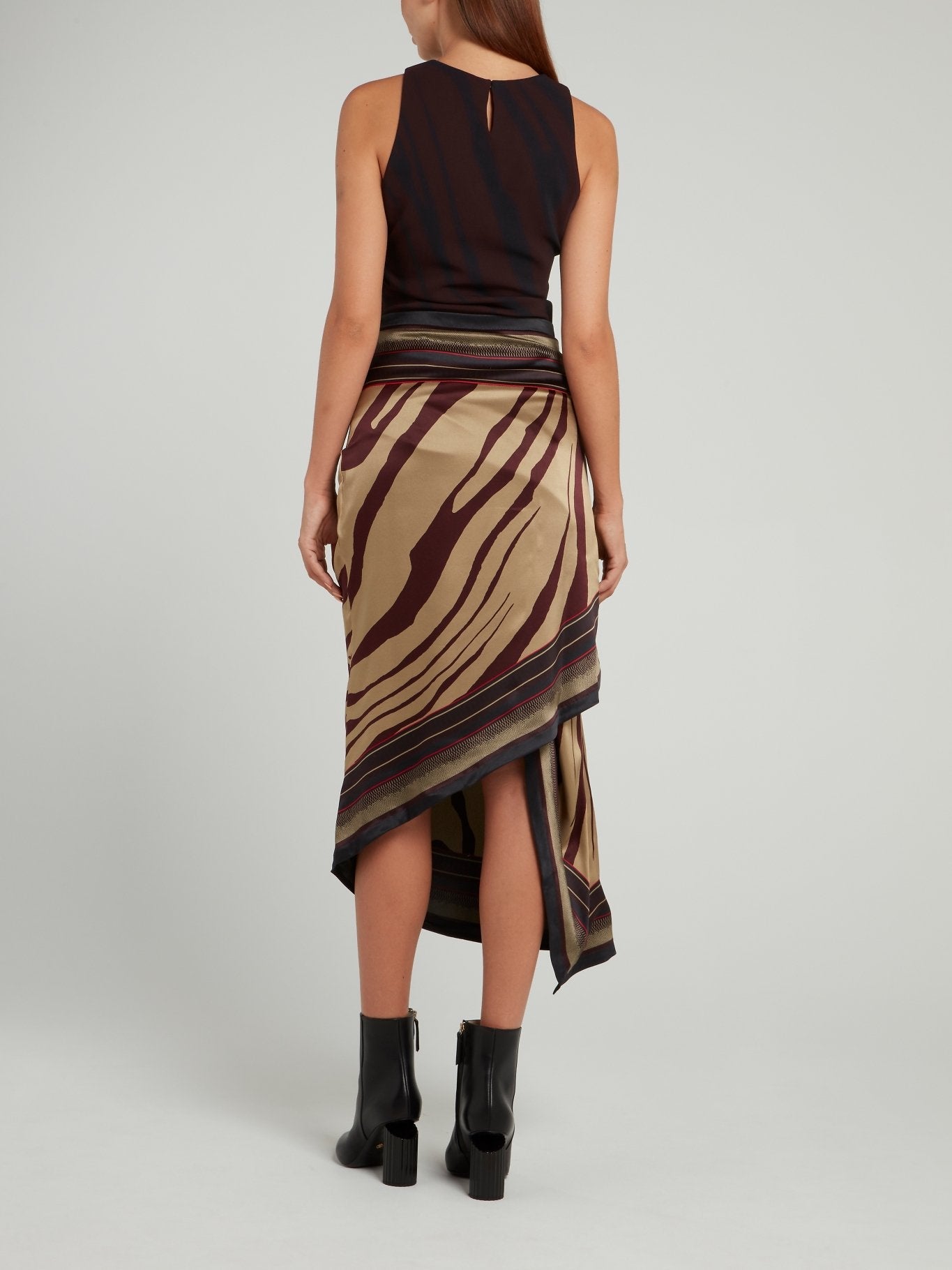 Black Zebra Effect Wrap Dress