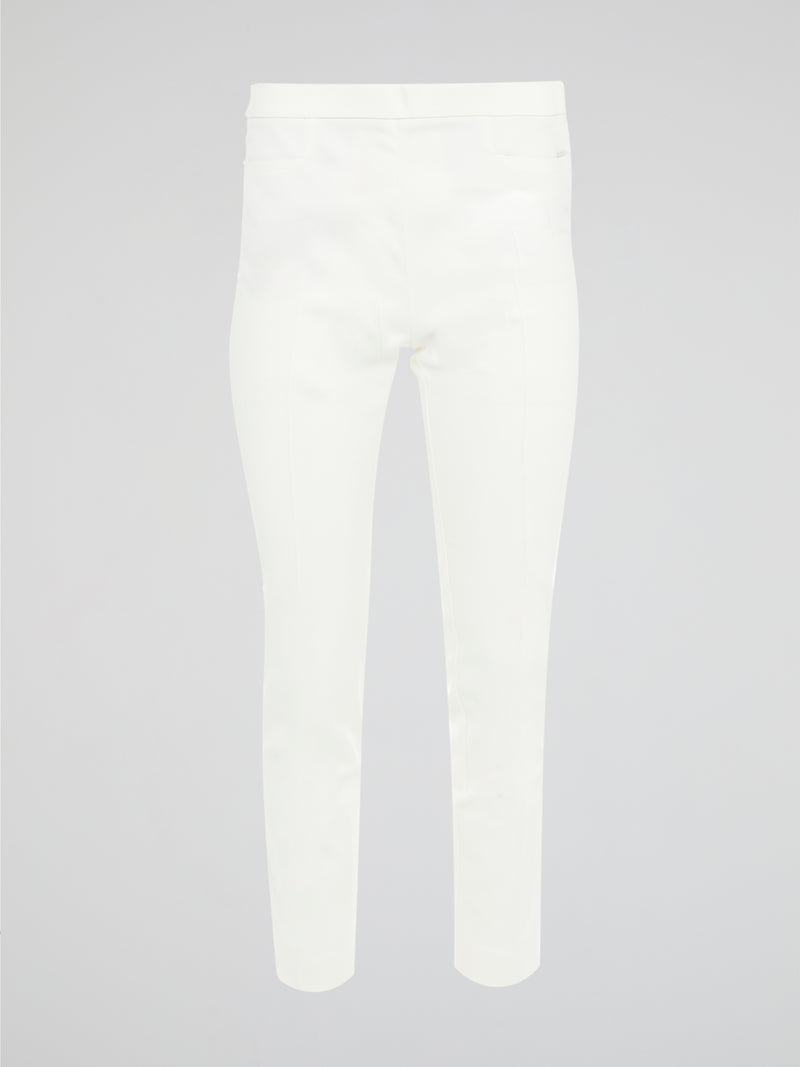 Get ready to turn heads with these stunning White Skinny Fit Trousers by Akris Punto! Designed to flatter every curve, these trousers hug your body in all the right places, giving you a sleek and elegant silhouette. Perfect for both casual and formal occasions, these versatile pants are a must-have addition to your wardrobe!