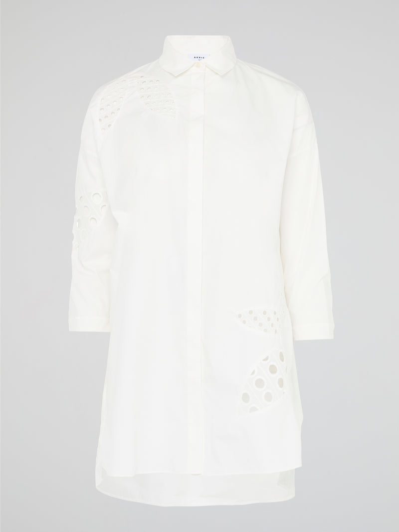 Captivating and versatile, the White Shirt Dress by Akris Punto is a sartorial masterpiece that effortlessly balances elegance and comfort. Its clean lines and crisp white hue exude sophistication, while the relaxed fit and luxurious fabric ensure day-to-night wearability. Whether paired with heels for an evening out or styled with sneakers for a casual brunch, this dress is the epitome of timeless chic.