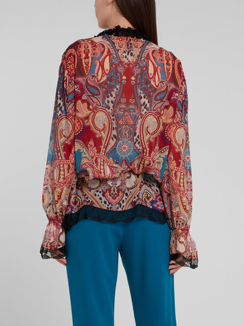 Paisley Print Drop Waist Shirt